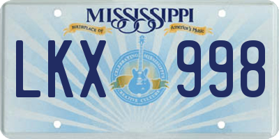 MS license plate LKX998