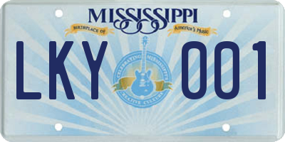 MS license plate LKY001