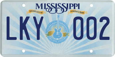 MS license plate LKY002