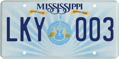 MS license plate LKY003