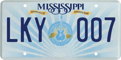 MS license plate LKY007