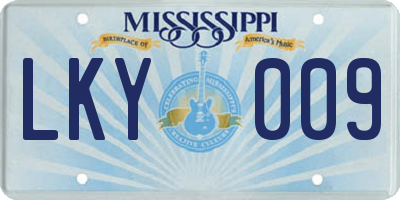 MS license plate LKY009