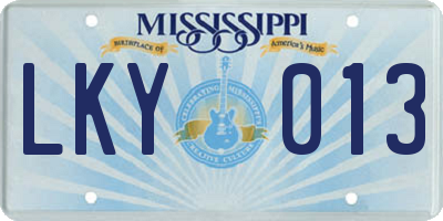 MS license plate LKY013