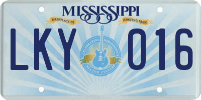 MS license plate LKY016
