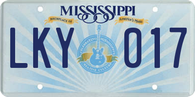 MS license plate LKY017