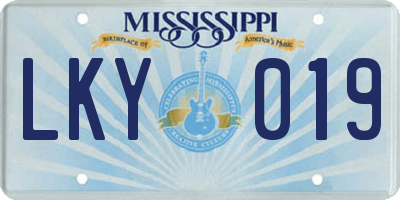 MS license plate LKY019