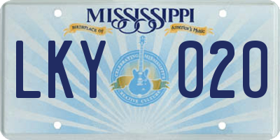 MS license plate LKY020