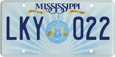 MS license plate LKY022