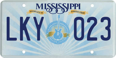 MS license plate LKY023