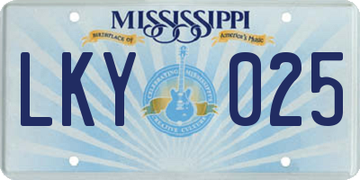 MS license plate LKY025