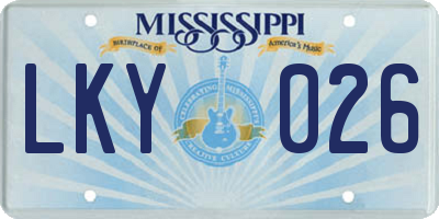 MS license plate LKY026