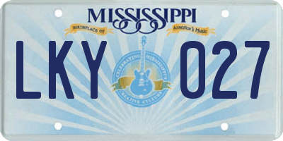 MS license plate LKY027