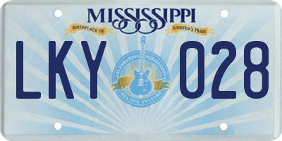 MS license plate LKY028