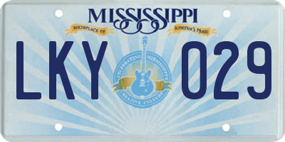 MS license plate LKY029