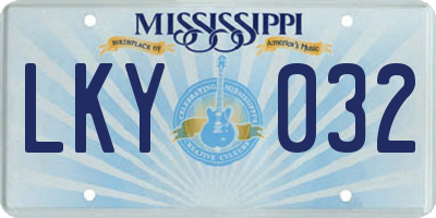 MS license plate LKY032