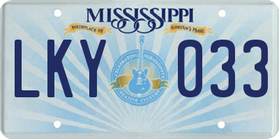 MS license plate LKY033