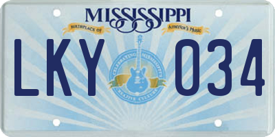 MS license plate LKY034