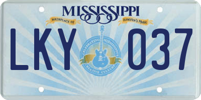 MS license plate LKY037