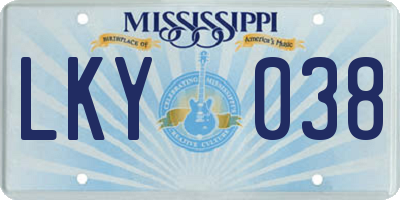 MS license plate LKY038