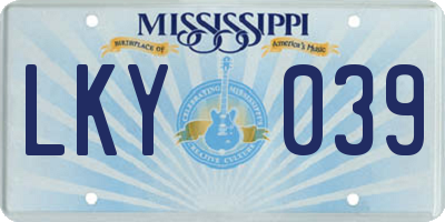 MS license plate LKY039