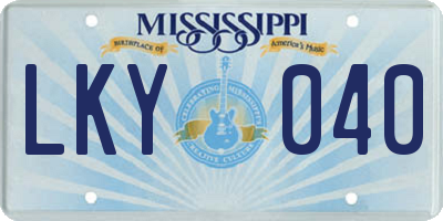 MS license plate LKY040