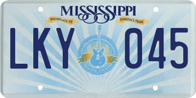 MS license plate LKY045