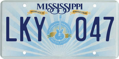 MS license plate LKY047