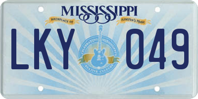 MS license plate LKY049