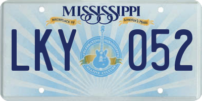 MS license plate LKY052