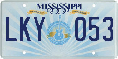 MS license plate LKY053