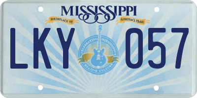 MS license plate LKY057