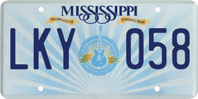 MS license plate LKY058