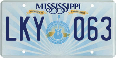 MS license plate LKY063