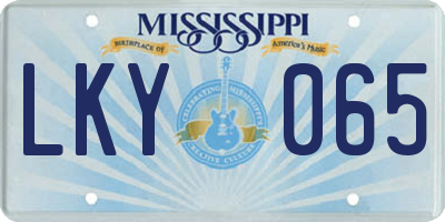 MS license plate LKY065
