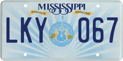 MS license plate LKY067