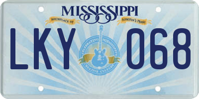 MS license plate LKY068