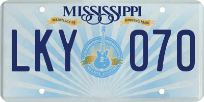 MS license plate LKY070