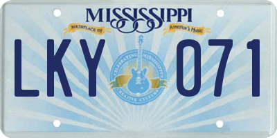 MS license plate LKY071