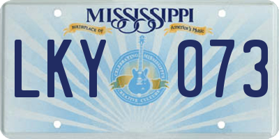 MS license plate LKY073