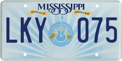 MS license plate LKY075
