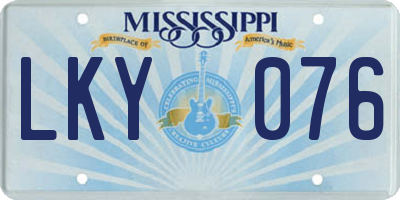MS license plate LKY076