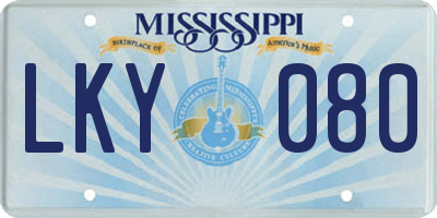 MS license plate LKY080