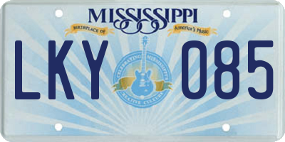 MS license plate LKY085