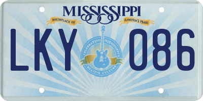MS license plate LKY086