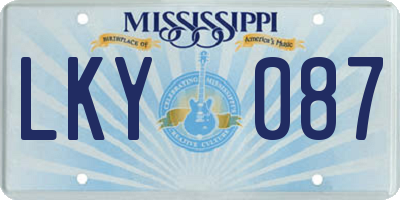 MS license plate LKY087
