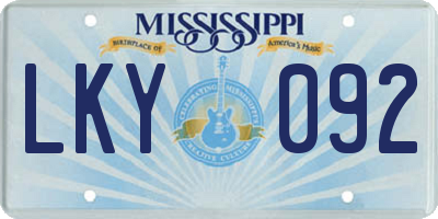MS license plate LKY092