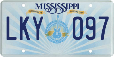 MS license plate LKY097