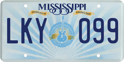 MS license plate LKY099