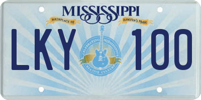 MS license plate LKY100