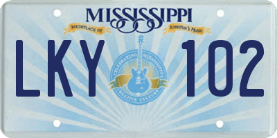 MS license plate LKY102